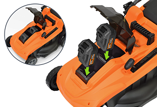 газонокосилка Carver CLM-01BL40-370H, аккумуляторная газонокосилка, газонокосилка на аккумуляторе, садовая техника Carver, магазин Трудовик, Челябинск, купить газонокосилку, газонокосилка для участка