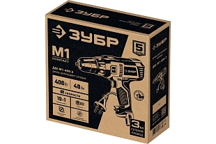 ЗУБР 400 Вт, 40 Н·м, сетевая дрель-шуруповерт (ДШ-М1-400-2)