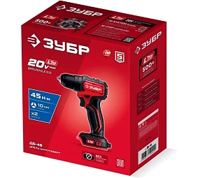 ЗУБР 20 В, 45 Н·м, без АКБ (LMS), бесщеточная дрель-шуруповерт (ДБ-45)