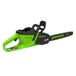 Пила цепная аккумуляторная GREENWORKS GD40CS20XK4 (40V, 40 см, 2000 Вт, бесщ., 4а/ч ЗУ), 40В, 2кВт, шина 16"-1,1мм-3/8" 56зв., бесщ.дв-ль, 4,2 кг.							