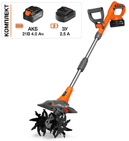 Продажа электрических культиваторов в Челябинске DAT 2521Li SET — техника для любого сада и огорода. Подберём модель под ваши задачи: мощность, ширина захвата, глубина вспашки.